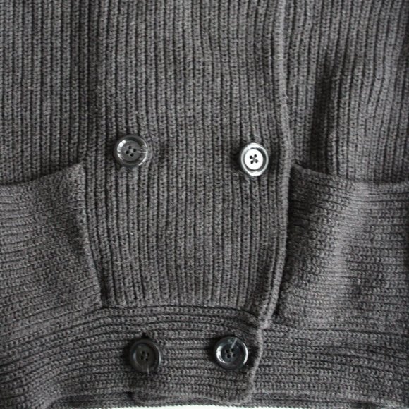 GAP Grey Knit Button Up Cardigan With Foldover Collar - Picture 4 of 6